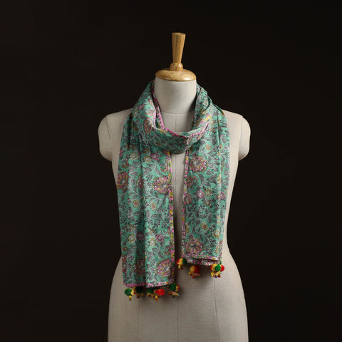 Hand cotton sanganeri stole 06 - handcrafted