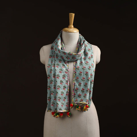 Hand cotton sanganeri stole 12 - handcrafted