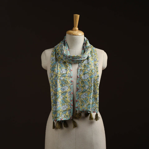 Hand cotton sanganeri stole 20 - handcrafted