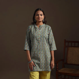 Hand cotton short sanganeri kurta for women 12 - handcrafted
