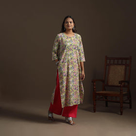 Hand cotton straight sanganeri kurta for women 09