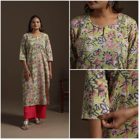 Hand cotton straight sanganeri kurta for women 09