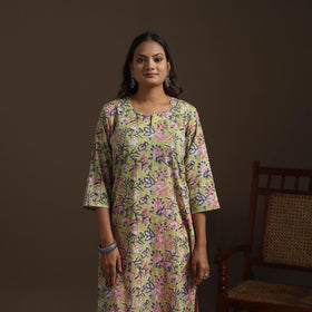 Hand cotton straight sanganeri kurta for women 09