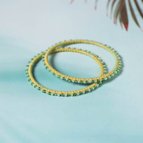  Hand Embroidered Beadwork Bangle (Set of 2) 