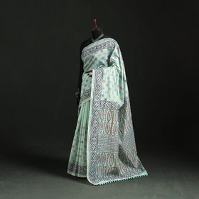 Hand embroidered chanderi silk chapa work phulkari saree 13
