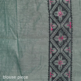 Hand embroidered chanderi silk chapa work phulkari saree 13
