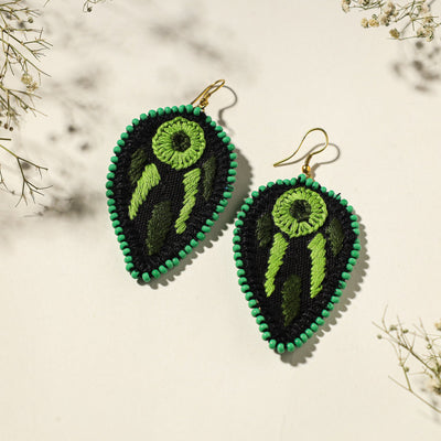  Hand Embroidered Fabart Beadwork Earrings by Rangila Dhaga 