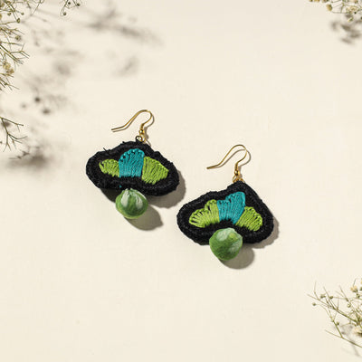 Buy Hand Embroidered Gamcha Fabart Earrings by Rangila Dhaga Online at iTokri.com