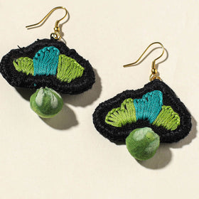 Buy Hand Embroidered Gamcha Fabart Earrings by Rangila Dhaga Online at iTokri.com