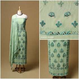 Hand embroidered georgette 3pc unstitched dress material 01