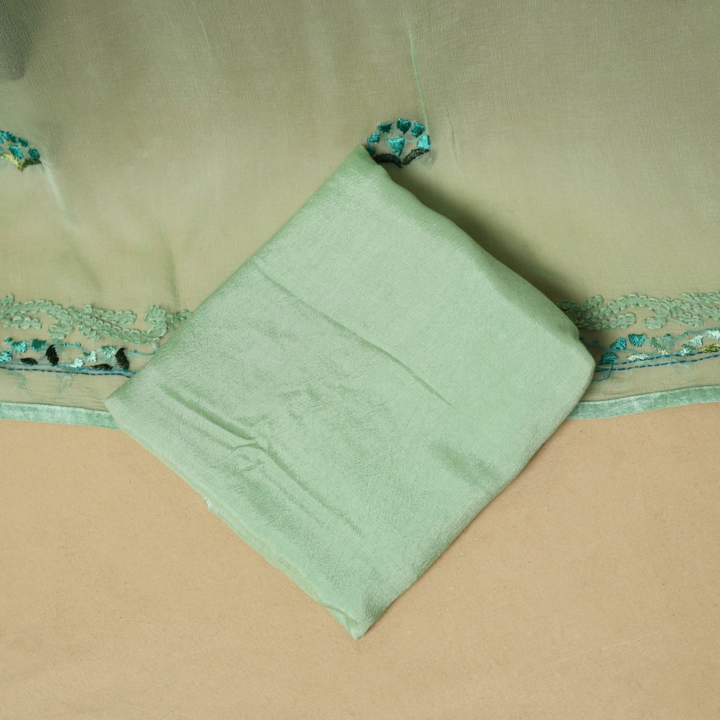 Hand embroidered georgette 3pc unstitched dress material 01