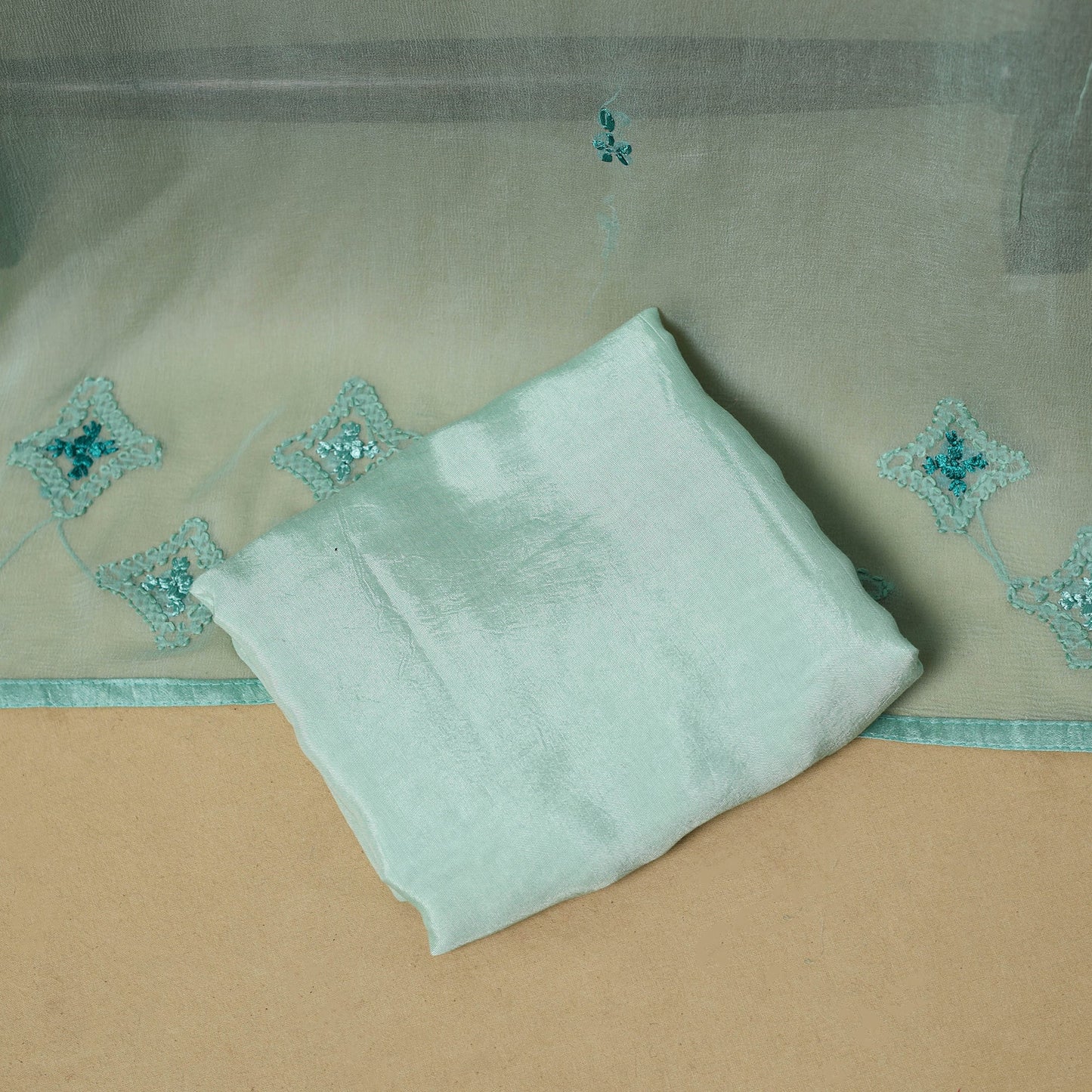 Hand embroidered georgette 3pc unstitched dress material 02