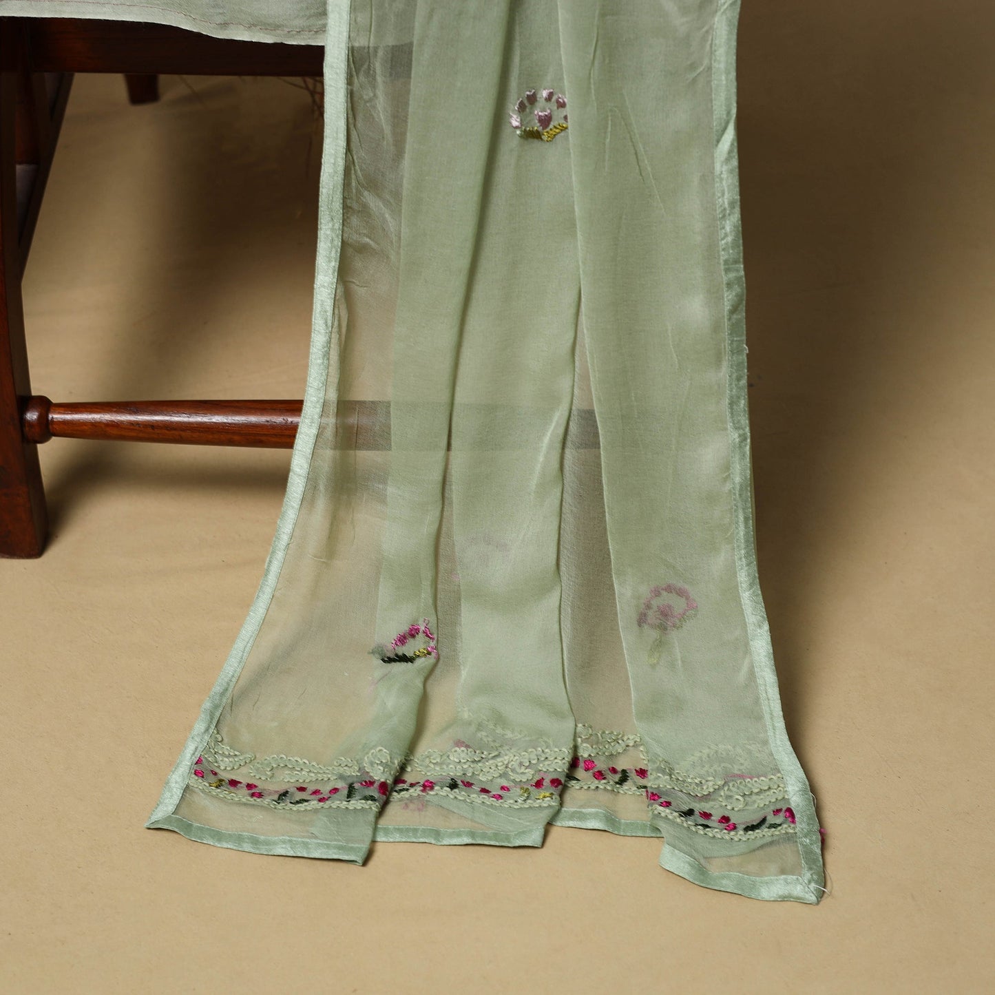 Hand embroidered georgette 3pc unstitched dress material 10