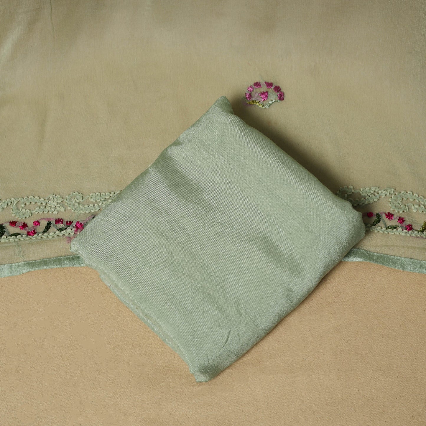 Hand embroidered georgette 3pc unstitched dress material 10