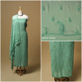 Hand embroidered georgette 3pc unstitched dress material 37