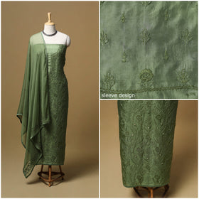 Hand embroidered muslin 3pc unstitched dress material 44