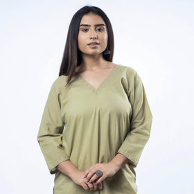  iTokri Casuals - Hand Embroidered Cotton Long Kurta 