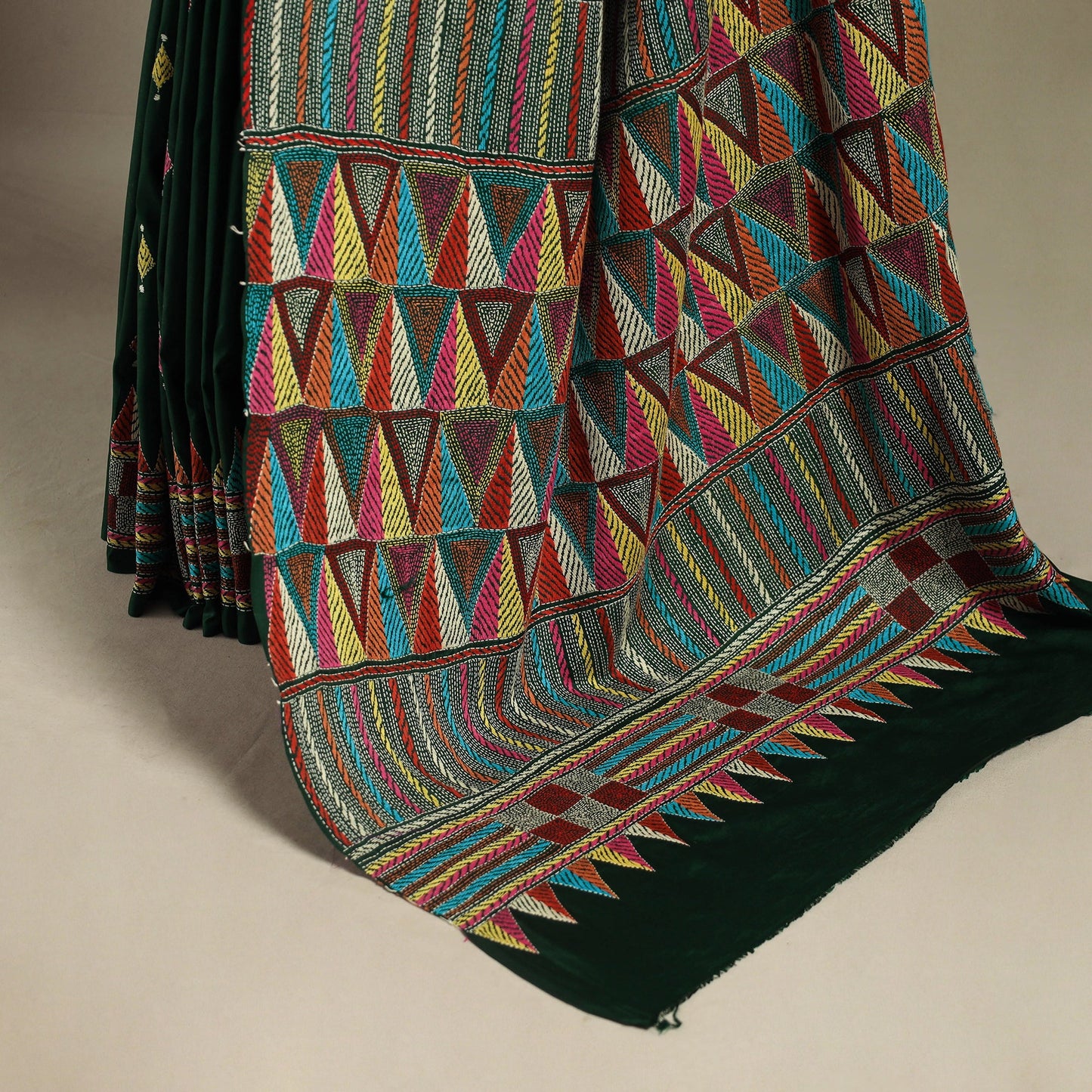 Green - hand embroidery bangalore silk handloom bengal