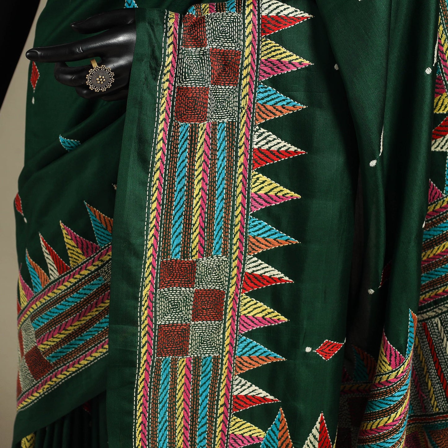 Green - hand embroidery bangalore silk handloom bengal