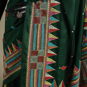 Green - hand embroidery bangalore silk handloom bengal