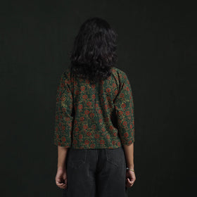 Hand embroidery block print cotton natural dyed ajrakh crop