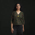 Hand embroidery block print cotton natural dyed ajrakh crop