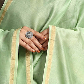 Green - hand embroidery chanderi silk handloom kashida