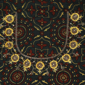 Green - hand embroidery cotton blouse piece 30 - handcrafted