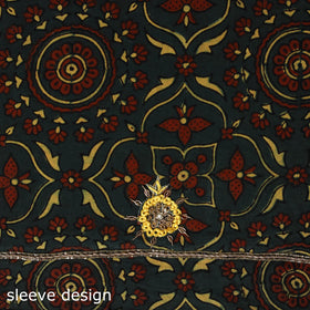 Green - hand embroidery cotton blouse piece 30 - handcrafted