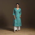 Hand embroidery cotton a-line batik kurta for women 01