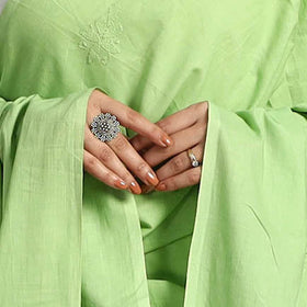 Buy Green Hand Embroidery Cotton Lucknow Chikankari Dupatta