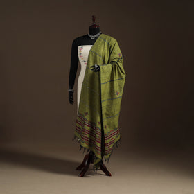 Green Hand Embroidery Khes Handwoven Cotton Kantha Dupatta