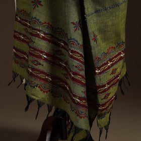 Green Hand Embroidery Khes Handwoven Cotton Kantha Dupatta