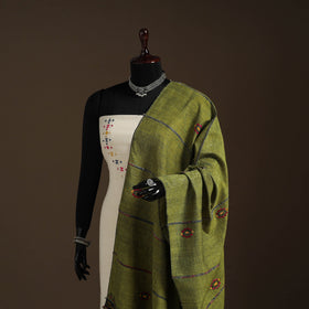 Green Hand Embroidery Khes Handwoven Cotton Kantha Dupatta
