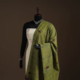 Green Hand Embroidery Khes Handwoven Cotton Kantha Dupatta