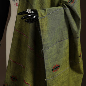 Green Hand Embroidery Khes Handwoven Cotton Kantha Dupatta