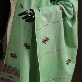 Green - hand embroidery khes handwoven cotton kantha