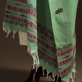 Green - hand embroidery khes handwoven cotton kantha