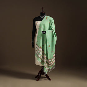 Green - hand embroidery khes handwoven cotton kantha