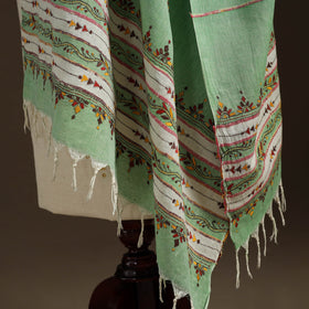 Green - hand embroidery khes handwoven cotton kantha