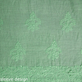 Green Hand Embroidery Mul Cotton Chikankari Kurta Material
