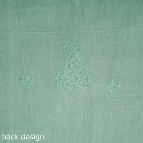 Green Hand Embroidery Mul Cotton Chikankari Kurta Material