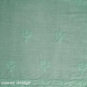 Green Hand Embroidery Mul Cotton Chikankari Kurta Material