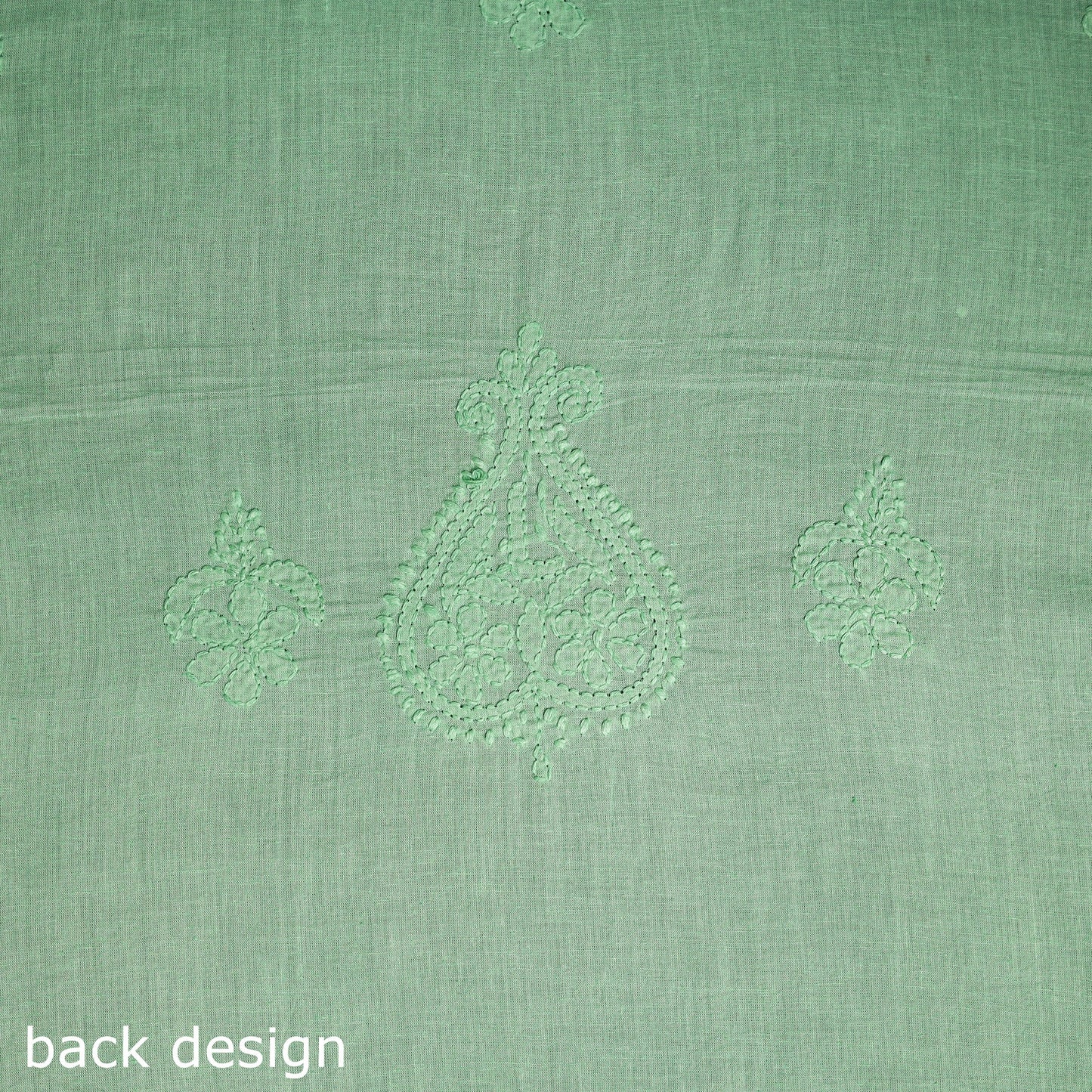 Green Hand Embroidery Mul Cotton Chikankari Kurta Material
