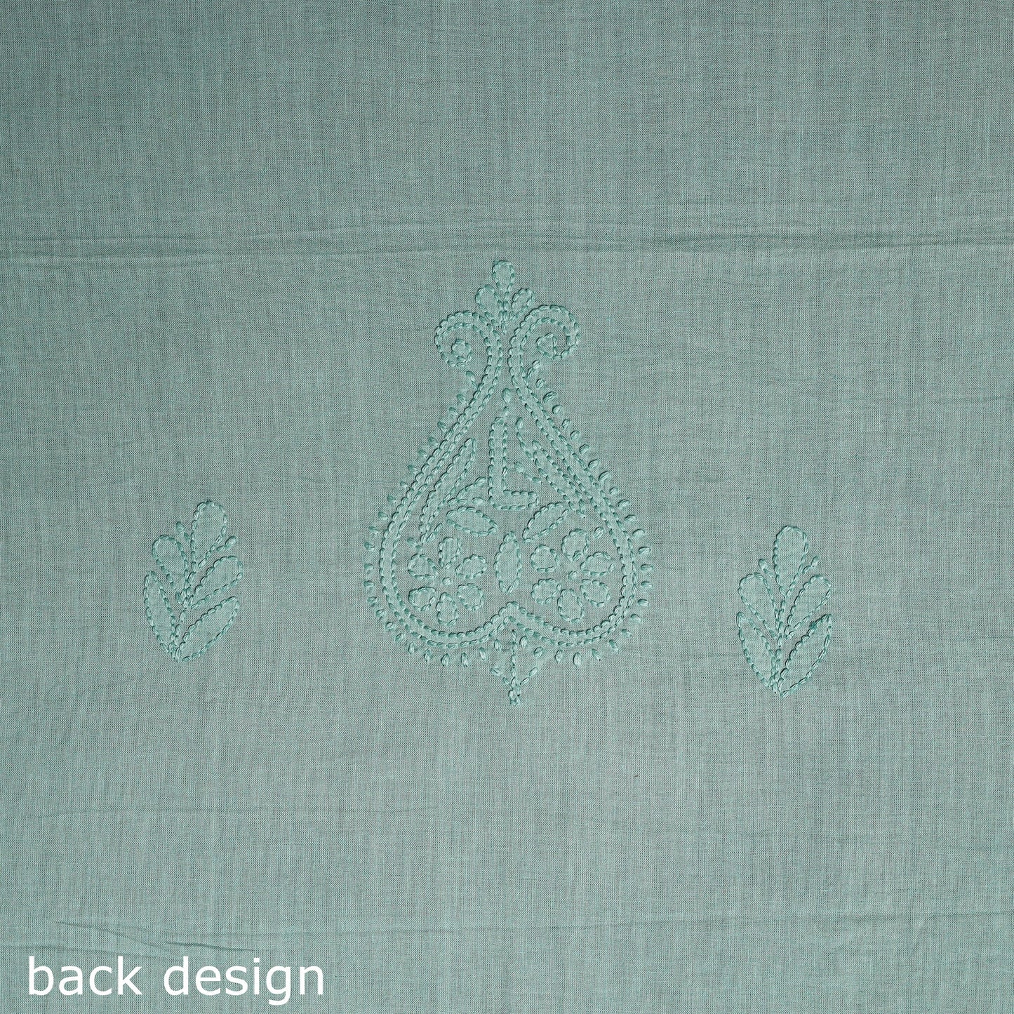 Green - hand embroidery mul cotton chikankari unstitched