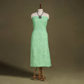 Green Hand Embroidery Mul Cotton Chikankari Kurta Material