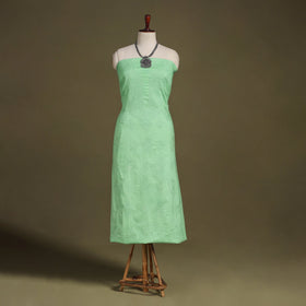 Green Hand Embroidery Mul Cotton Chikankari Kurta Material