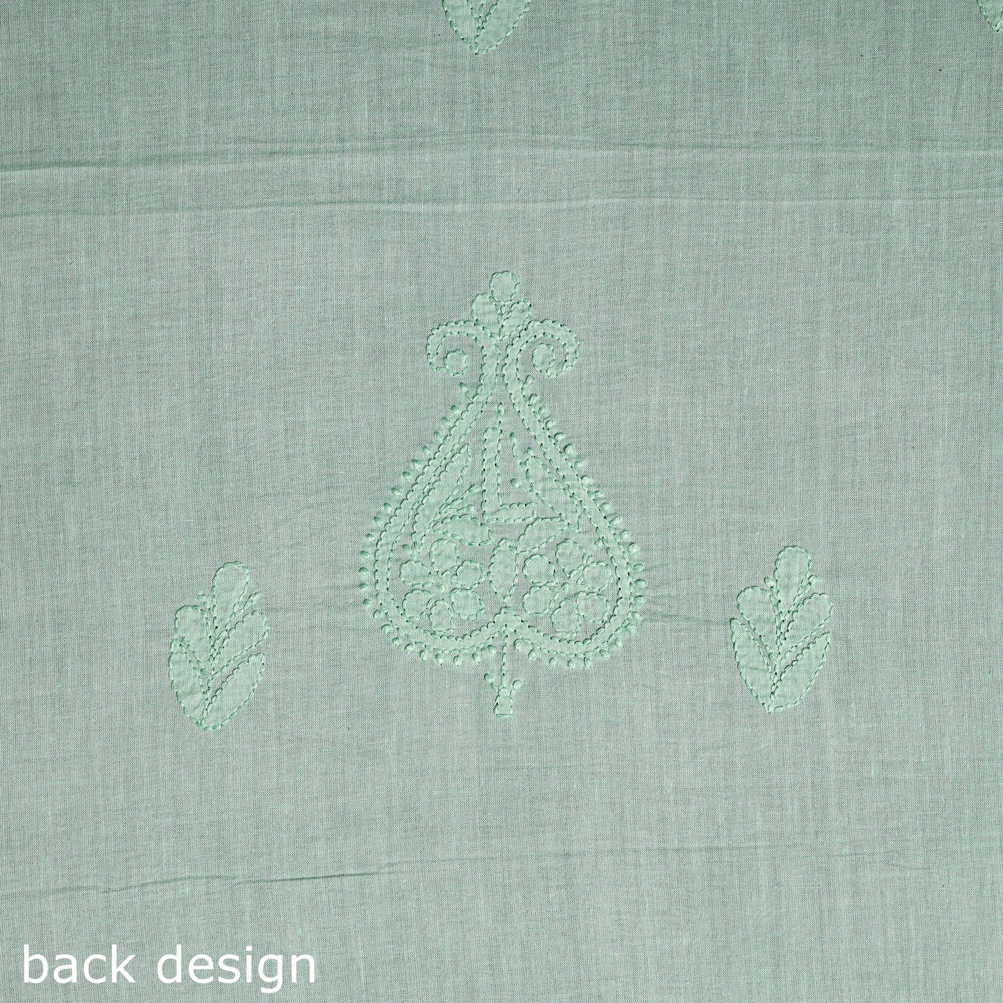 Green Hand Embroidery Mul Cotton Chikankari Kurta Material