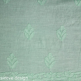 Green Hand Embroidery Mul Cotton Chikankari Kurta Material