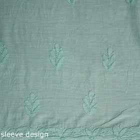 Green - hand embroidery mul cotton chikankari unstitched